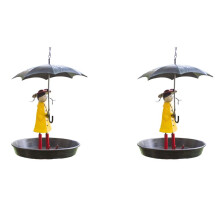 2X Mangeoire à Oiseaux pour Filles avec Station à Oiseaux Parapluie, Chaîne de Suspension en Métal et Mangeoire à Crochet pour Oiseaux de Jardin