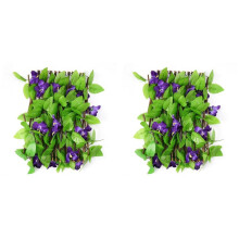 2X Valla de Simulación de 40 cm, Plantas Decorativas de Jardín, Flores Artificiales, Valla Retráctil de Privacidad para Jardín, Valla Decorativa