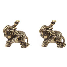 2X Vintage Mosiądz Pomyślny Słoń Wisiorek Brelok Metalowy Brelok Zwierzęcy Dekoracja Mebli