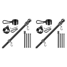 2X Flag Pole Set for House Porch, 6 FT Thickened Stainless Steel Wall Mount Flagpole Rotating Flagpole Rings No Bracket