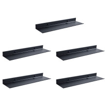5X Floating Wall Shelf Black for Kitchen Bathroom Storage Rack Mirror Metal Shower Corner Shelves Cabinet Home B