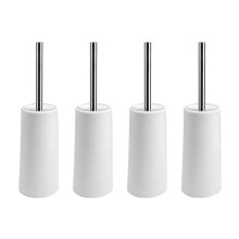 Toilet Brush and Holder, 4 Pack Toilet Brush with 304 Stainless Steel Long Handle, Toilet Bowl Brush White
