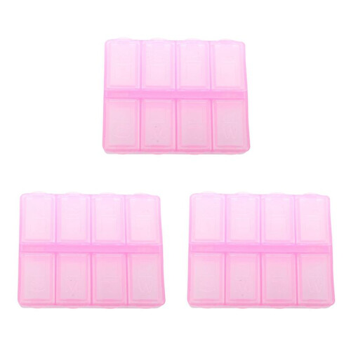 3X Plastic Rectangle 8 Compartments 7 Days Medicine Pill Box