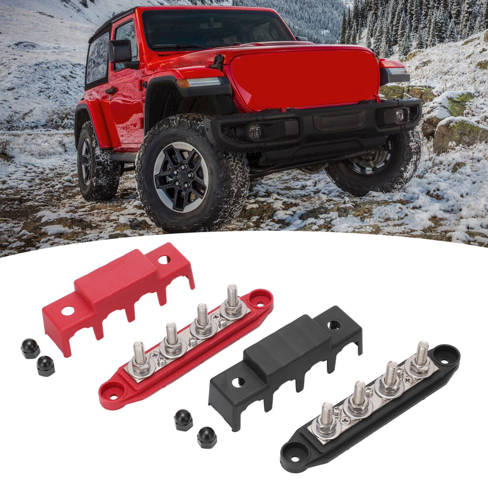 Power Distribution Block M8 250A Terminal Bus Bar For Cars Rvs Ships Black/Red 4221390586103