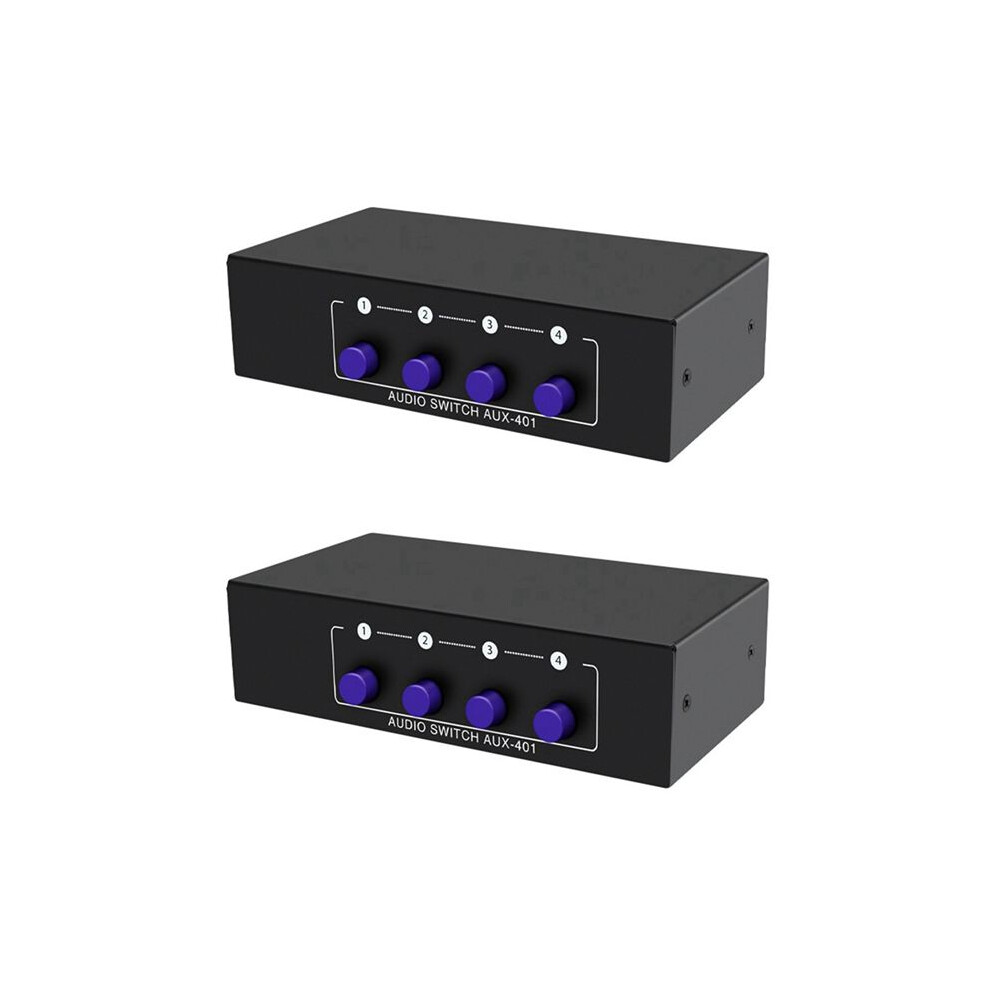 2X Rca Aux Switcher 4 In 1 Out Stereo Audio Selector 4X1 3.5Mm Aux L/R Rca Audio Box Analog Audio Selector, A 6032197632409