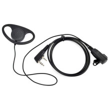 2X Single Wire Earpiece Headset Kit MIC PTT Mic D Shaped 2 Pin Radio Earphone Walkie Talkie Ear Hook