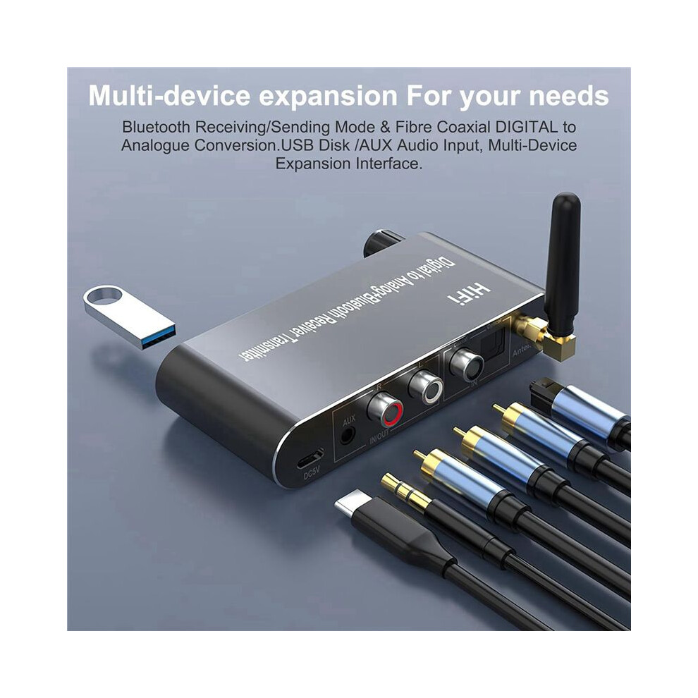 2X 5.1 Transmitter Receiver Digital To Analog Audio Converter Dac Wireless Adaptor, Coax To Analog For Tv 6033116844842