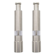 2X Salt Grinder and Pepper Mill Set for Pepper Sea Salt and Spices with Thumb Button for One Hand Operation
