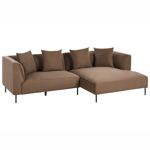 Beliani Corner Sofa 3 Seater SATER Fabric Brown Left Hand 1