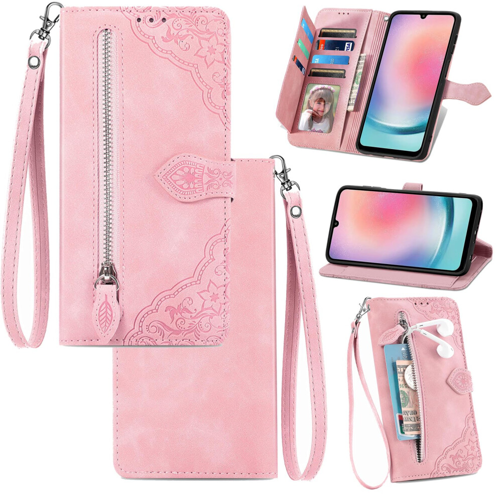 Pu Leather Flip Wallet Case With Card Holder Slot, Kickstand And Lanyard, For Vivo X70 Pro Plus Pink 9073542706564