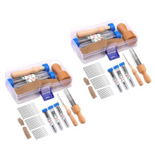 2X Wollfilznadelwerkzeuge, Wollfilzwerkzeugsatz mit Filznadeln im 3 Größen und 1/8-Nadel-Holzgriff für die Nadel