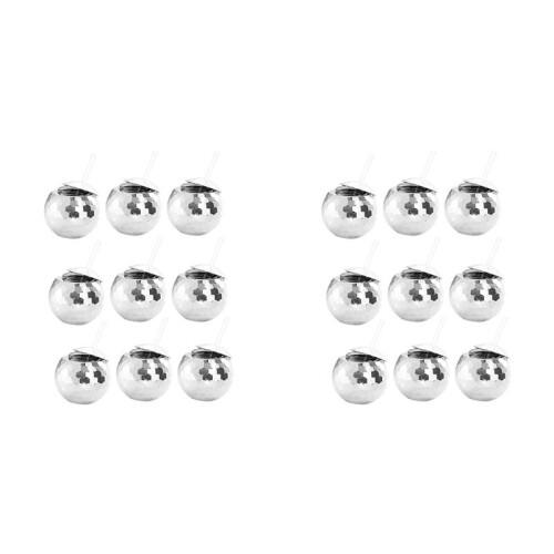 18 Bicchieri da Discoteca, Bicchieri da Discoteca da 20 OZ con Cannucce e Coperchio, Bicchieri da Cocktail Riutilizzabili con Sfera Flash per Feste