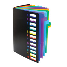 24 Clear Pocket Expanding File Folder 12 Colored Tabs,Holds 300 Sheets, File Organizer,Numbered Index Cover 1PC