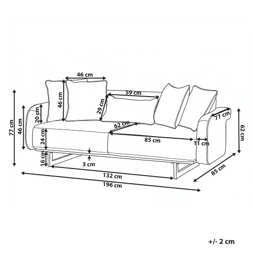 Beliani Sofa 3 Seater SVANEK Fabric Off-White 2