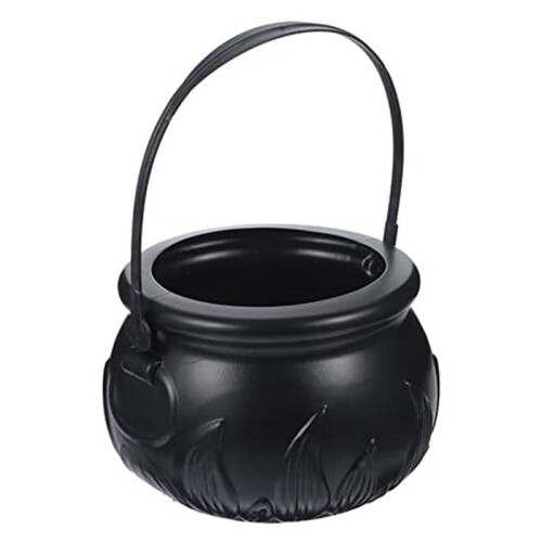 5X Black Cauldron Kettle Plastic Witch Kettle St Patricks Cauldron Wizard Witch Cauldron Decoration Candy Kettle Bucket 2