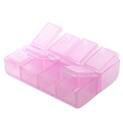 3X Plastic Rectangle 8 Compartments 7 Days Medicine Pill Box 2