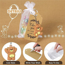 40PCS Baby Shower Souvenirs Gift Bear Keychain Organza Bag Thank You Tag for Guests Girl Boy Birthday Party Supply
