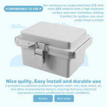 Outdoor Electrical Junction Box ABS Plastic & Hinged Cover Stainless Steel IP67 Waterproof for Electrical Projects