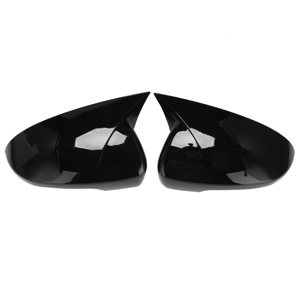 Car Glossy Ox Horn Rearview Side Glass Mirror Cover Trim Frame Side Mirror Caps For Tucson 2015-2020 Black 4713318926103