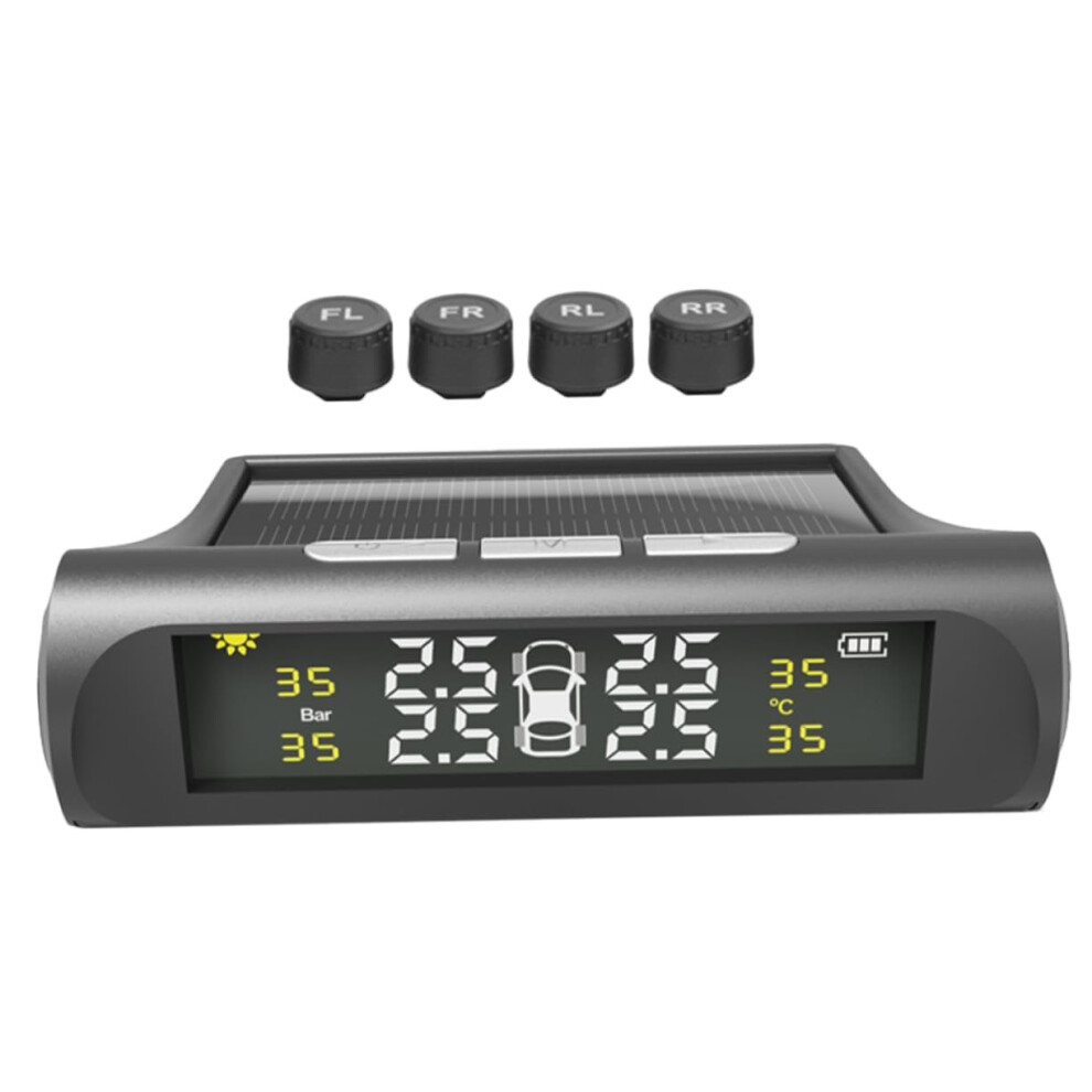 Solar Powered Tire Pressure Monitoring System With Lcd Display And Alarm For Cars Suvs And Rvs 9455672219648