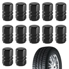 8 Pack Black Aluminum Tire Valve Caps with Rubber Seal, Universal Stem Caps for Cars Bikes Motorcycles