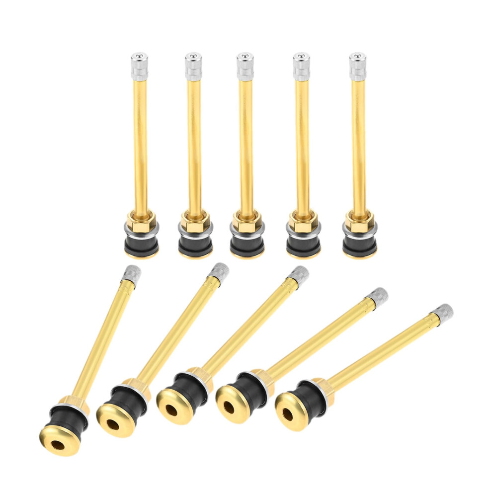10 Pcs Tr573 Brass Truck Valve Stems, 43/8' Clampin For 0.625' Rim Hole Rv Trailer Bus 9092120716757