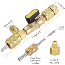 6X R410A R22 Ventil Kern Entferner Installations Werkzeug mit Sae 1/4 & 5/16 Anschluss Im Doppelter Größe für R404A R407C R134A R12 R32 Hlk System