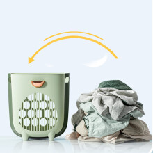 Bathroom Folding Dirty Clothes Storage Basket Laundry Basket Household Wall Hanging Punch-Free Put Clothes Bucket White