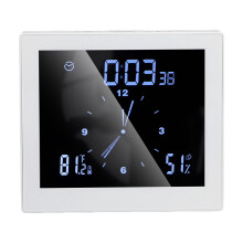 5in Wall Digital Shower Clock with Temp & Humidity, Waterproof, White