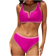 Women's High Waist Set, Two Piece Sport Swimsuits, ,-rose red L