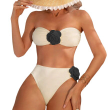 Women's 2 Piece Bikini Sets 3D Floral-white and black M