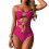 Women's Sleeveless Spaghetti Strap Cutout One-Piece-rose red M 1