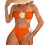 2-teiliges Bikini-Set für Damen,-orangeweiß L 1