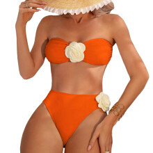 2-delige bikinisets voor dames,-oranjewit XL