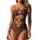 Women's Sleeveless Spaghetti Strap Cutout One-Piece-brown L 1