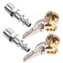 Locking Tire Inflator Chuck Kit 2 Sets 1/4 NPT Quick Connect Brass with Zinc Coating for Air Compressor Accessories