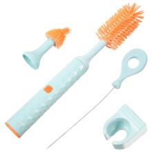 Electric Bottle Brush Set with 360 Detachable Rotatable Silicone Cleaner for Baby Bottles, Blue 3pcs