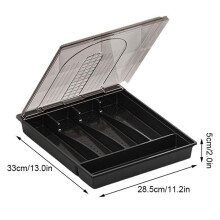 2X Organizer mit Deckel, Aufbewahrungsbox Aus Kunststoff für Besteck und Essbesteck, Fächer und Abgedeckte Utensilienablage für Küchenschublade B