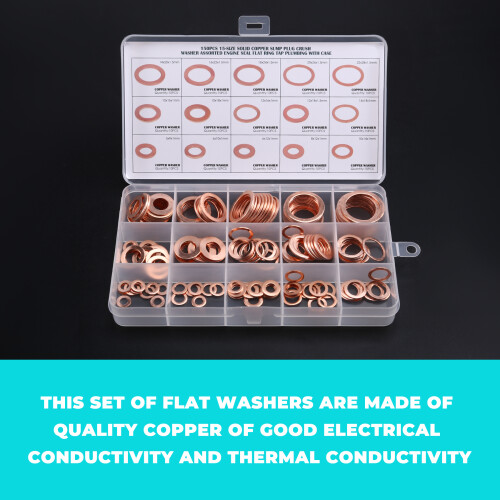 150pcs Copper Washer Combination Box Sealing Copper Gasket Metal Flat Washer Combination 1