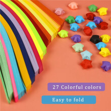 2X 1350 Sheets Star Paper Strips 27 Assortment Color Star Paper Lucky Wish Double Sided Stars Paper