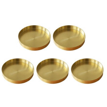 5X Round Gold Tray,Metal Decorative Tray Makeup Tray Organizer for Vanity,Bathroom,Dress,Matte Brass Finish, 4.9 Inch