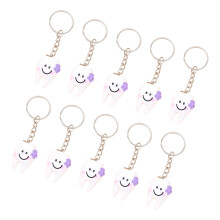 10 Piece Cute Tooth Shaped Keychain Random Color Fun Dental