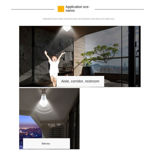 2X 85-265V E27 PIR Motion Sensor Lamp 12W Bulb with Motion Sensor Infrared Motion Detector Security Light White Light