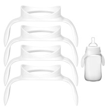 4pcs Baby Bottle Handles for Avent, White EasyGrip Holders Promote Independent Feeding