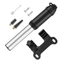 Silver Portable Bike Pump for Road and Mountain Bikes with Broad Valve Compatibility
