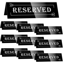 10PCS Reserved Table Signs, Acrylic Guest Reservation Table Tents Sign, Waterproof Background Double-Sided Signs