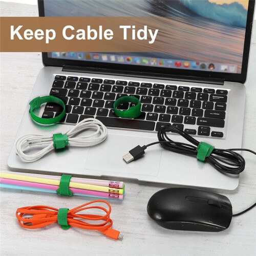 100 Bridas Reutilizables Autoadherentes de 20 cm para Cables de Alimentación, Datos y TV/PC. 2