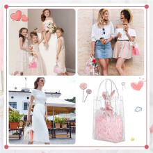 150PCS Clear PVC Gift Bags with Handles Reusable Plastic Wrap Tote Bags Transparent Shopping Bag for Christmas Party