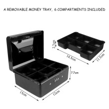 2X Duurzame Metalen Muntautomaat met Afsluitbare Opberglade - Kleine Muntautomaat met Combinatieslot 15 X 12 X 7,7 cm (Zwart)