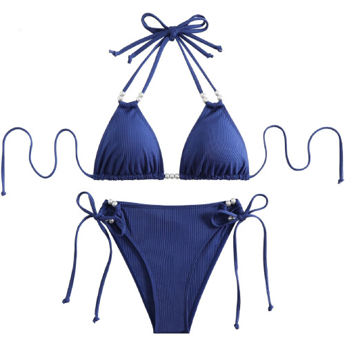Women's Triangle Bikini Set, Sexy Two-Piece-Sky Blue XL 2